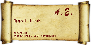 Appel Elek névjegykártya